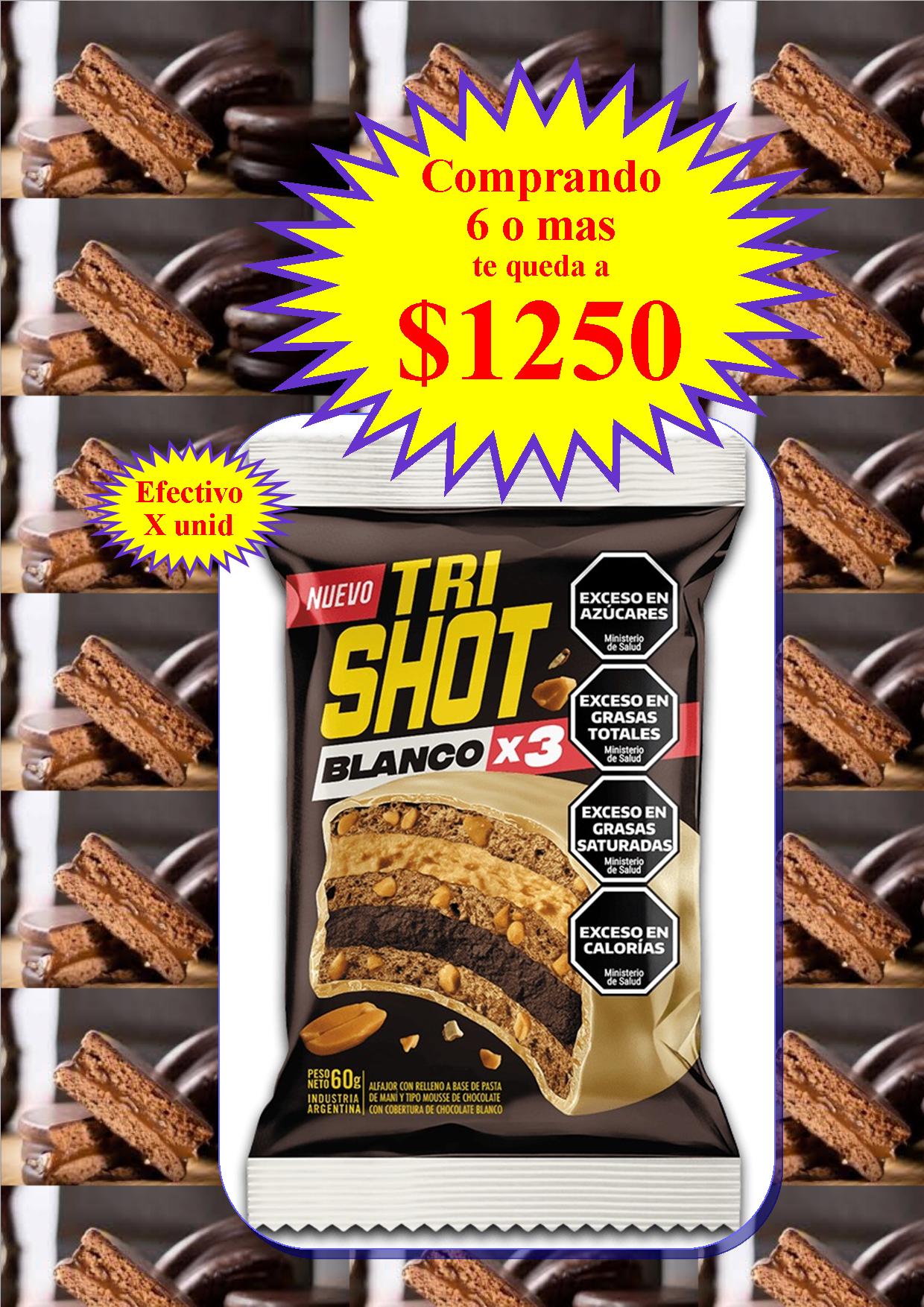 ALFAJOR TRI SHOT TRIPLE BLANCO 60GR
